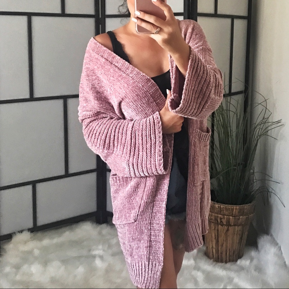 LAST 1️⃣ VAN Chenille Cardigan Sweater W Pockets - Picture 2 of 7